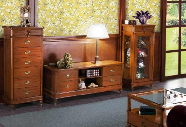 Витрина малая "Бурбон" Орех BJ835  купить в интернет магазине Мебель из массива. Звоните +7 495 961-63-63 Витрины из массива дерева